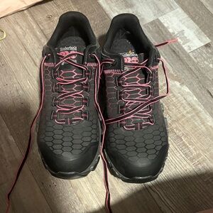Timberland Women's Black Athletic Shoes with Pink Highlights